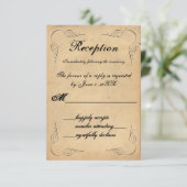 Carte de réponse de réception en papier marron vin (Debout devant)
