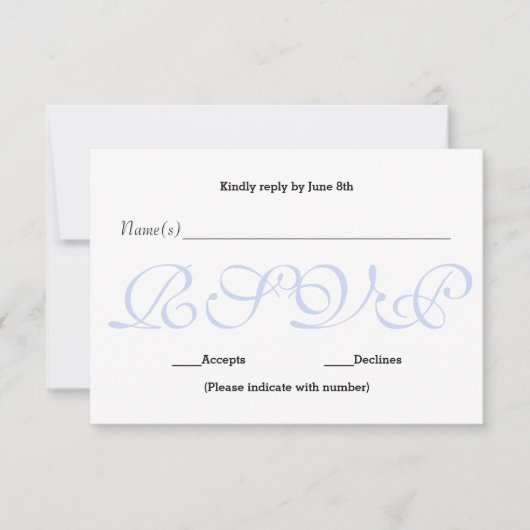Carte de réponse de réception RSVP - Fond Bleu (Devant)
