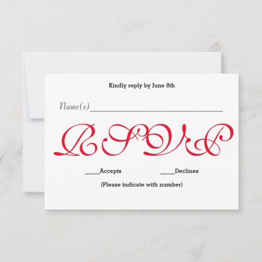 Carte de réponse de réception RSVP - Fond Rouge (Devant)