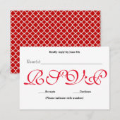 Carte de réponse de réception RSVP - Fond Rouge (Devant / Derrière)