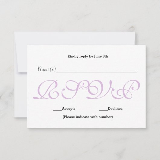 Carte de réponse de réception RSVP - Fond Violet (Devant)