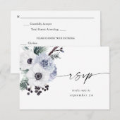 Carte de réponse de repas Anemone Winter White Flo (Devant / Derrière)