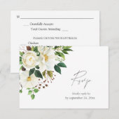 Carte de réponse de repas avec fleurs blanches et (Devant / Derrière)