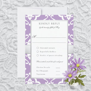 Carte de réponse de repas de mariage floral en dam