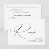 Carte de réponse de repas en calligraphie noir et (Devant / Derrière)