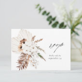 Carte de réponse de repas florale blanche Boho & b (Debout devant)