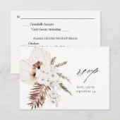 Carte de réponse de repas florale blanche Boho & b (Devant / Derrière)