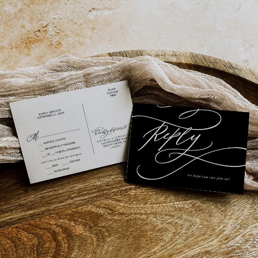 Carte de réponse de repas imprimable noir sombre |