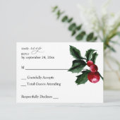 Carte de réponse de repas Winter Holly Berry (Debout devant)