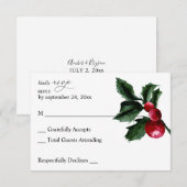Carte de réponse de repas Winter Holly Berry (Devant / Derrière)