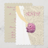 Carte de réponse de robe de mariage élégante (Devant / Derrière)