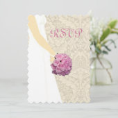 Carte de réponse de robe de mariage élégante (Debout devant)