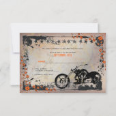 Carte de réponse de RSVP de mariage de motard ou d (Dos)
