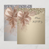Carte de réponse de RSVP de mariage Elegant Extrav (Devant / Derrière)