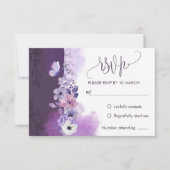 Carte de réponse de RSVP de mariage élégant violet (Devant)