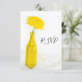 Carte de réponse de RSVP de mariage Fleur jaune da (Debout devant)
