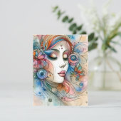 Carte de réponse de scrapbook Femme fantaisiste rê (Debout devant)