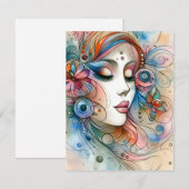 Carte de réponse de scrapbook Femme fantaisiste rê (Devant / Derrière)