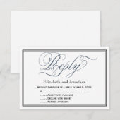 Carte de réponse de script élégante bleu ardoise (Devant / Derrière)