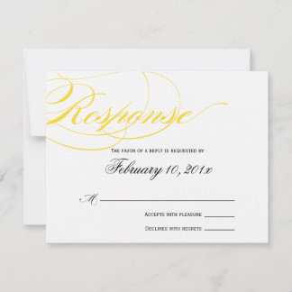 Carte de réponse de script élégante - Jaune