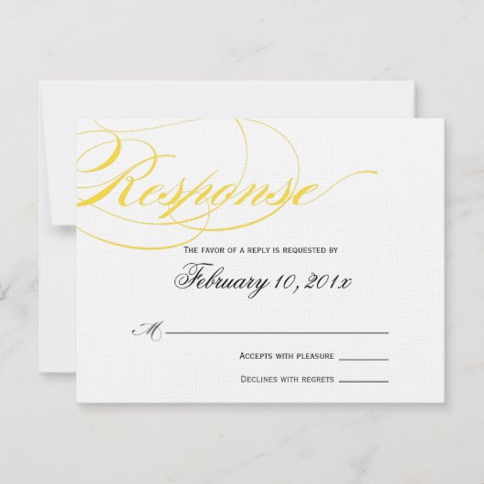 Carte de réponse de script élégante - Jaune (Devant)