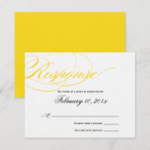 Carte de réponse de script élégante - Jaune (Devant / Derrière)
