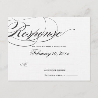Carte de réponse de script élégante - Noir