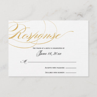 Carte de réponse de script élégante - Or et Noir