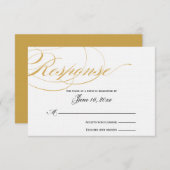 Carte de réponse de script élégante - Or et Noir (Devant / Derrière)