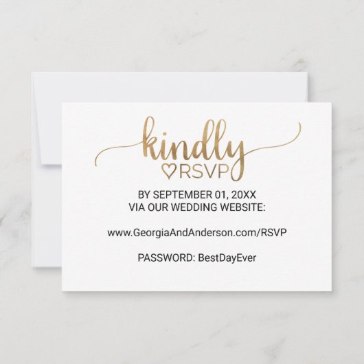 Carte de réponse de site web de mariage à calligra (Dos)