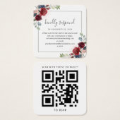 Carte de réponse de site Web de mariage avec code (Devant & derrière)