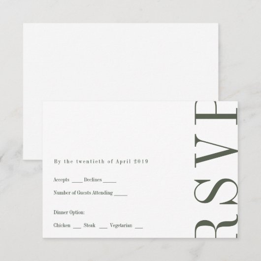 Carte de réponse de style éditorial (Devant / Derrière)