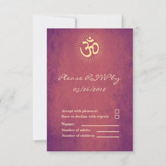Carte de réponse de symbole OM Mariage hindou (Devant)