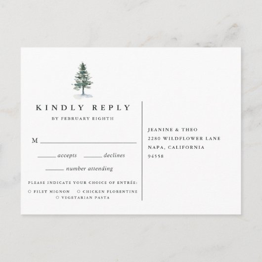 Carte de réponse de Timber Grove avec choix de rep (Dos)