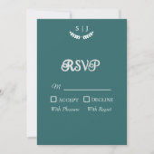 Carte de réponse de ton bijou vert avec monogramme (Devant)