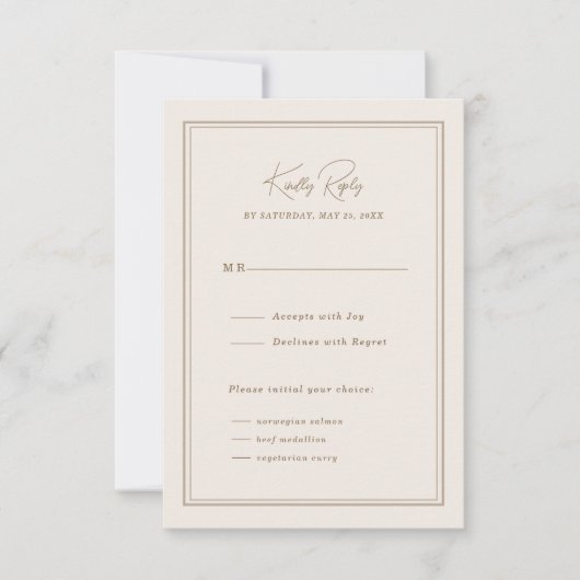 Carte de réponse de trame simple et simple minimal (Devant)