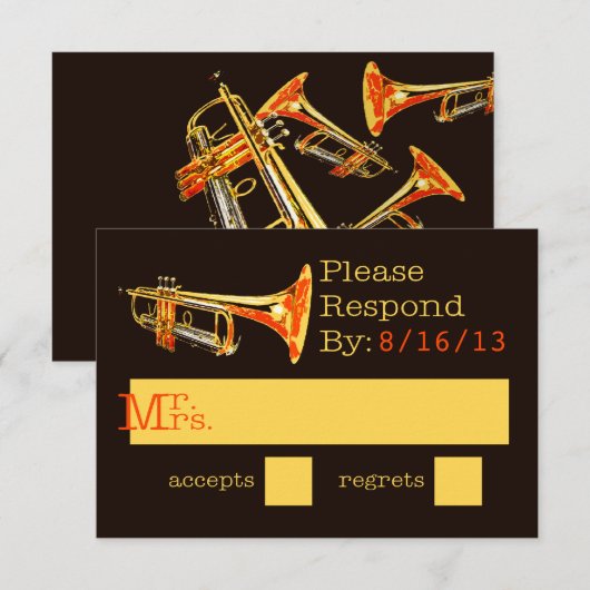 Carte de réponse de trompette (Devant / Derrière)