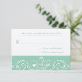 Carte de réponse de typographie victorienne Mint J (Debout devant)