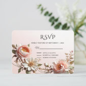 Carte de réponse décorative fleurs roses et blanch (Debout devant)