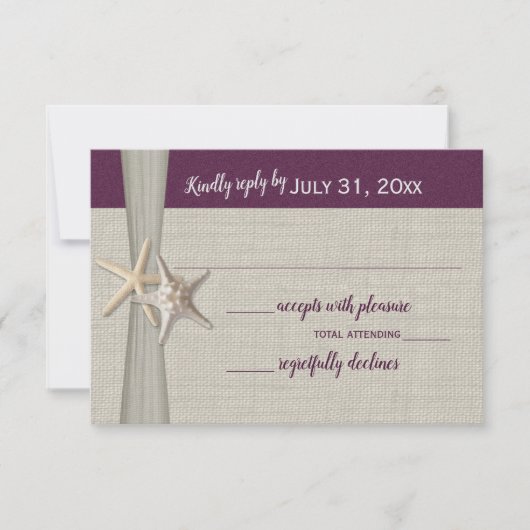 Carte de réponse d'enregistrement de plage Amore (Devant)