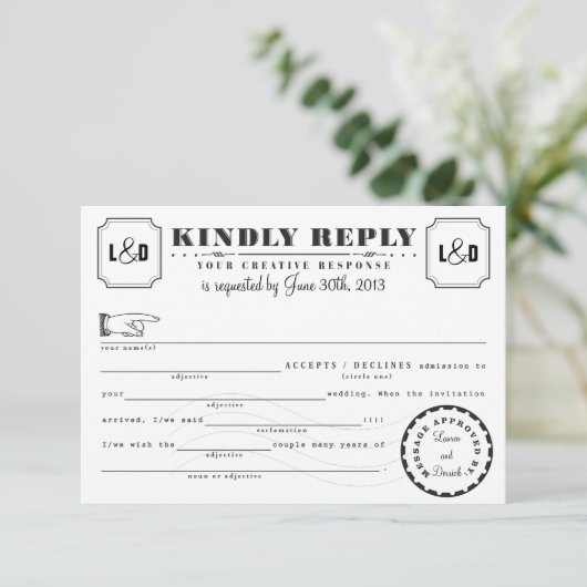 Carte de réponse des Libs Telegram noir et blanc (Debout devant)