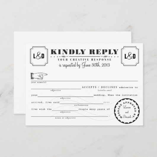 Carte de réponse des Libs Telegram noir et blanc (Devant / Derrière)