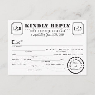 Carte de réponse des Libs Telegram noir et blanc