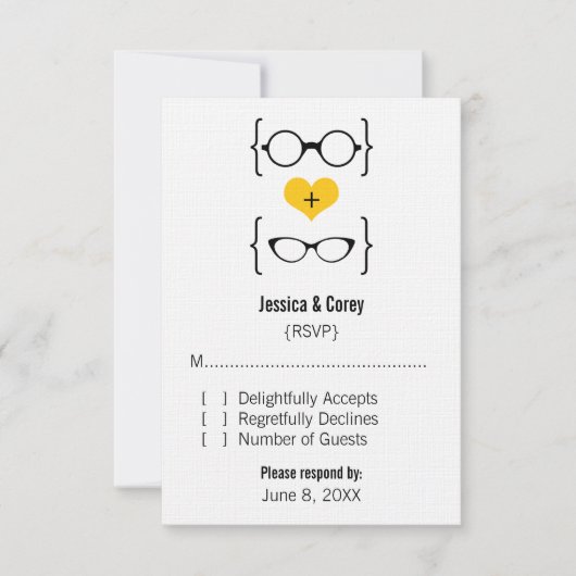 Carte de réponse des lunettes Geeks jaunes (Devant)