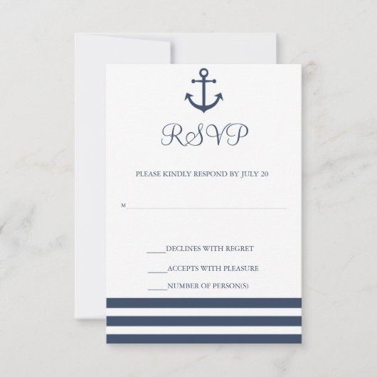 Carte de réponse des Mariages Ancres nautiques (Devant)