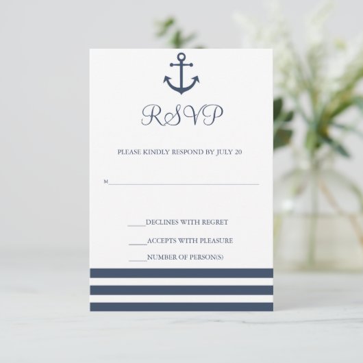 Carte de réponse des Mariages Ancres nautiques (Debout devant)