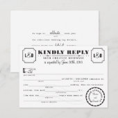 Carte de réponse des reins Telegram noir et blanc (Devant / Derrière)