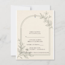 Carte de réponse détaillée de mariage botanique ol