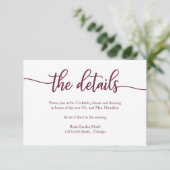 Carte de réponse détails de mariage calligraphie b (Debout devant)
