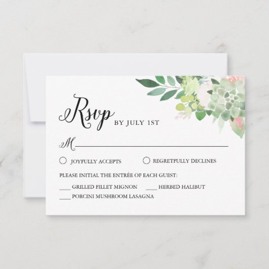 Carte de réponse DEVON Succulent Greenery (Devant)